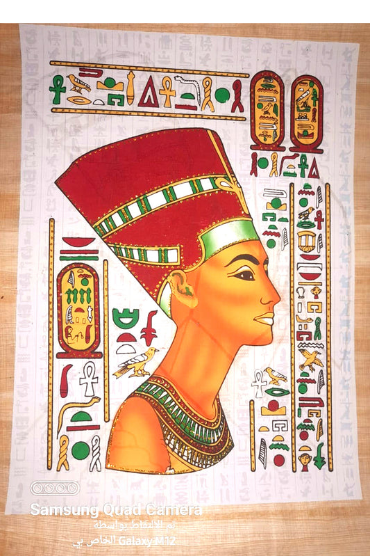 Handmade Papyrus Painting – Queen Nefertiti Head (Ancient Egyptian Art) -40*60 cm