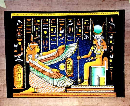 Handmade Papyrus – Goddess Isis & Ma’at Scene- 60*120 cm