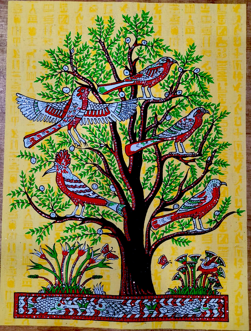 Handmade Papyrus – Tree of Life with Birds-40*60 cm