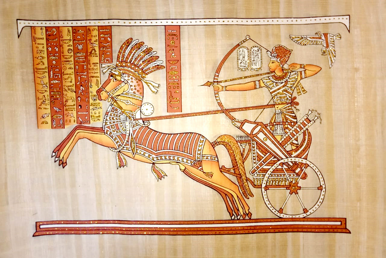 Papyrus Painting – Pharaoh in War Chariot- 70*100 cm