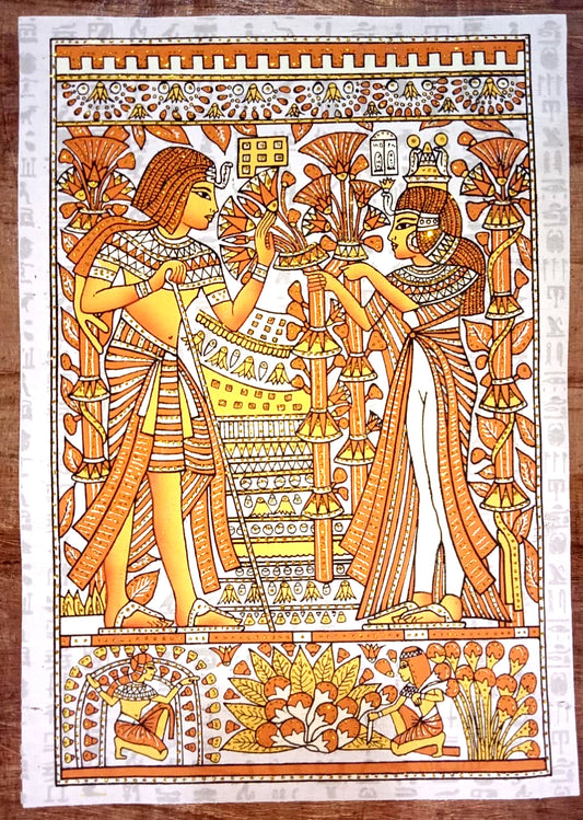 Handmade Papyrus – Ancient Egyptian Royal Couple Scene- 100*200 cm