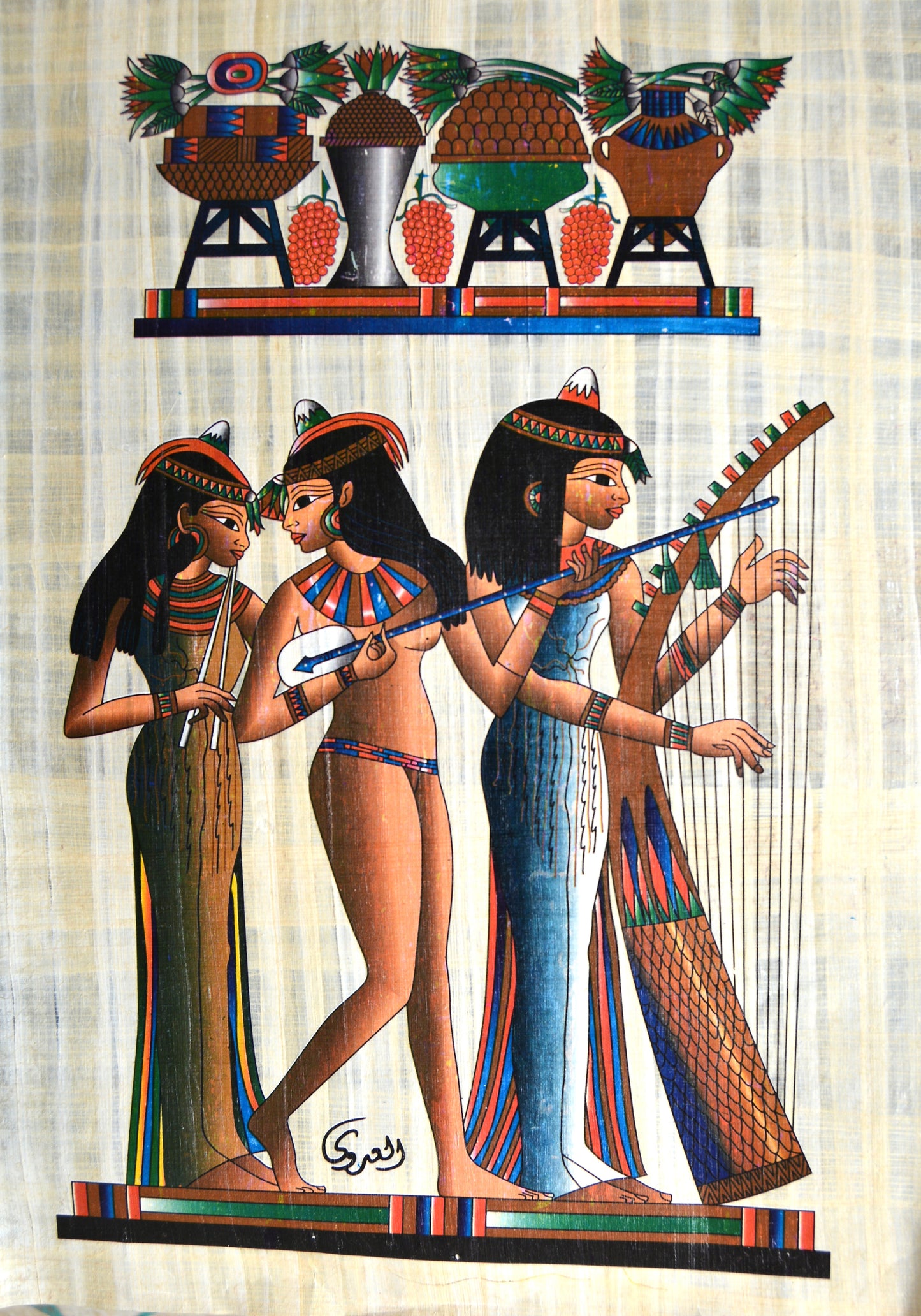 Handmade Papyrus – Ancient Egyptian Musicians Scene- 70*100 cm