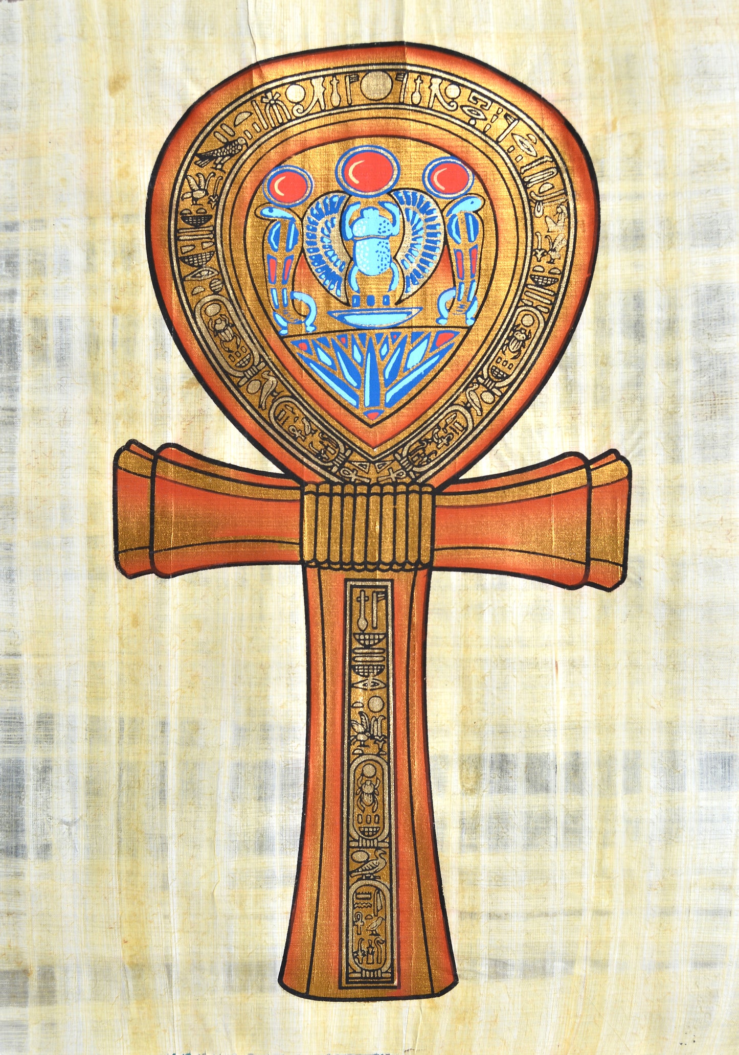 Handmade Papyrus Painting – Ankh (Key of Life, Ancient Egyptian Symbol)-40*60 cm
